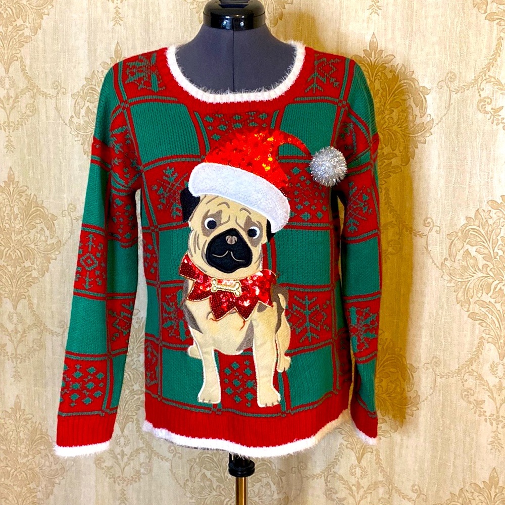 Pug Dog Ugly Christmas Sweater M